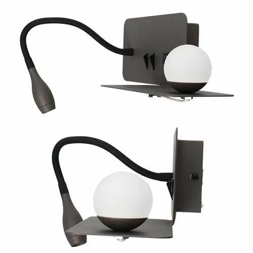 ARLUX Zia Applique Intérieure Gauche 5W 350lm 2700K Anthracite + Liseuse 3W 210lm - 114150 6 ARLUX Zia Applique Intérieure Gauche 5W 350lm 2700K Anthracite + Liseuse 3W 210lm - 114150 – Image 4