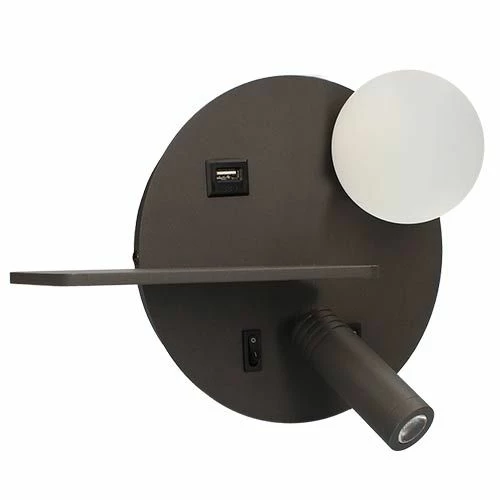 ARLUX Dita Applique Intérieure Droite 5W 350lm 2700K USB Anthracite + Liseuse 3W - 114171 4 ARLUX Dita Applique Intérieure Droite 5W 350lm 2700K USB Anthracite + Liseuse 3W - 114171 – Image 2