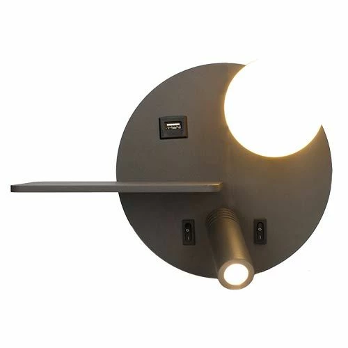 ARLUX Dita Applique Intérieure Droite 5W 350lm 2700K USB Anthracite + Liseuse 3W - 114171 3 ARLUX Dita Applique Intérieure Droite 5W 350lm 2700K USB Anthracite + Liseuse 3W - 114171