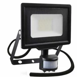 Projecteur Extérieur LED Extra Plat Précâblé à Détection 230V 20W 1700lm 4000K Noir