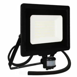 Projecteur Extérieur LED Extra Plat Précâblé à Détection 230V 50W 4250lm 4000K Noir