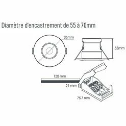 SOLUM One Spot LED BBC Encastrable Dimmable 6W 550lm 3000K Blanc - S0010630D 8 SOLUM One Spot LED BBC Encastrable Dimmable 6W 550lm 3000K Blanc - S0010630D -123elec Soldes Magasin sols0010630d solum one spot led a encastrer dimmable bbc 6w 3000k blanc 3