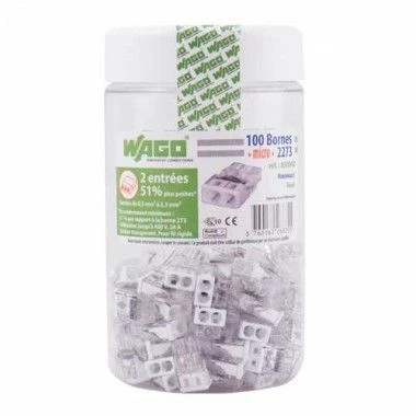 WAGO S2273 Pot De 100 Mini Bornes De Connexion Rapide 2 Entrées Pour Fils Rigides - 2273-202 4 WAGO S2273 Pot De 100 Mini Bornes De Connexion Rapide 2 Entrées Pour Fils Rigides - 2273-202 – Image 2
