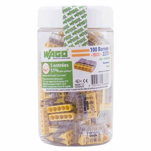 WAGO S2273 100 Mini Bornes De Connexion Rapide 5 Entrées Pour Fils Rigides - 2273-205 4 WAGO S2273 100 Mini Bornes De Connexion Rapide 5 Entrées Pour Fils Rigides - 2273-205 – Image 2