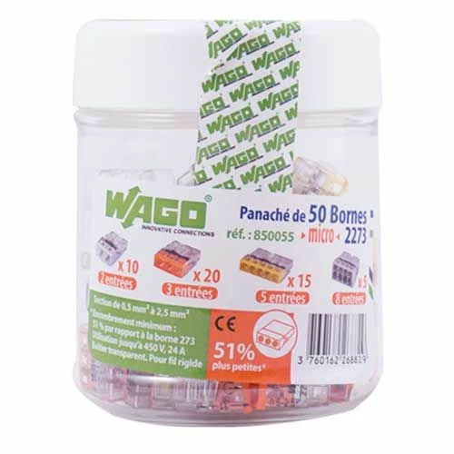 WAGO S2273 50 Mini Bornes De Connexion Rapide 2, 3, 5 Et 8 Entrées Pour Fils Rigides 4 WAGO S2273 50 Mini Bornes De Connexion Rapide 2, 3, 5 Et 8 Entrées Pour Fils Rigides – Image 2